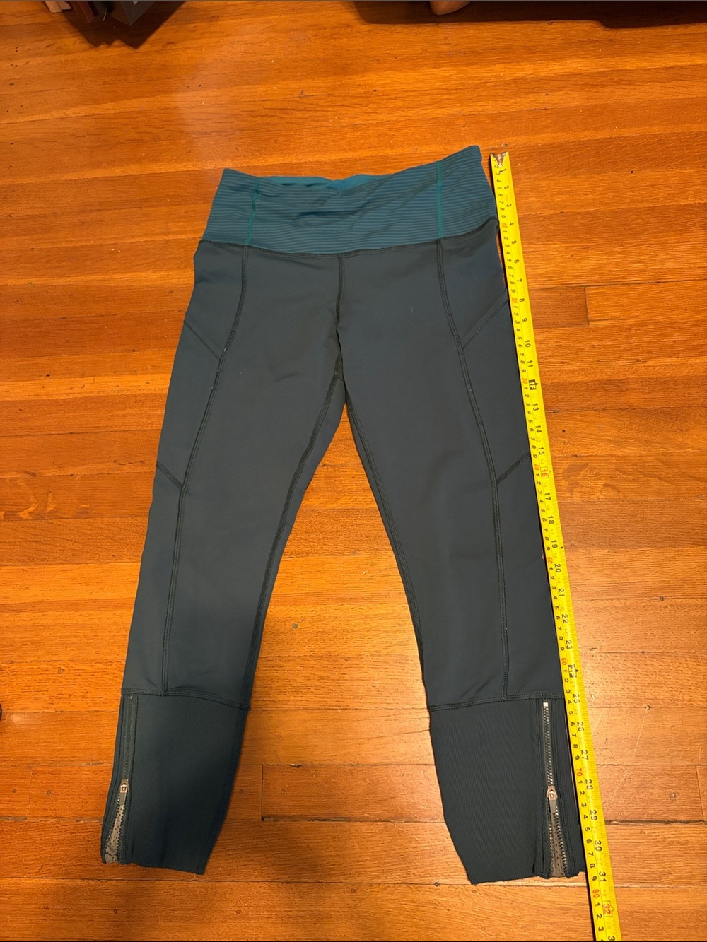 lululemon athletica Teal Crop Performance Leggings with Ankle Zips